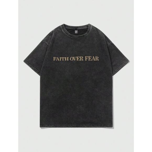 NEW Faith over Fear unisex super oversized fit graphic tees -LARGE - Picture 3 of 4